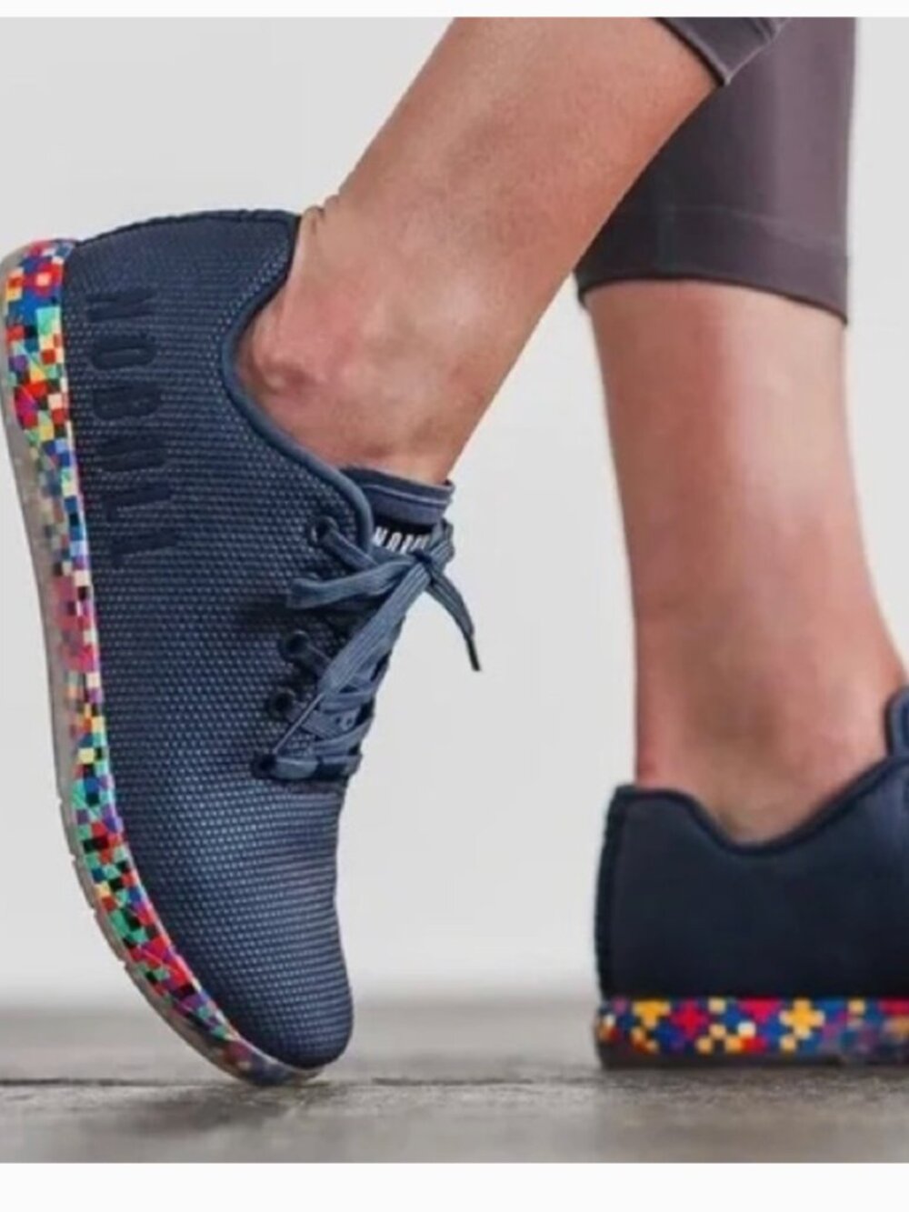 NoBull Navy Blue Pixel Trainer Sneakers Shoes M 6 W 7.5